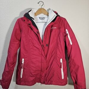 Columbia Interchange Jacket Women’s M, Pink  White Liner, Hooded, Bugaboo